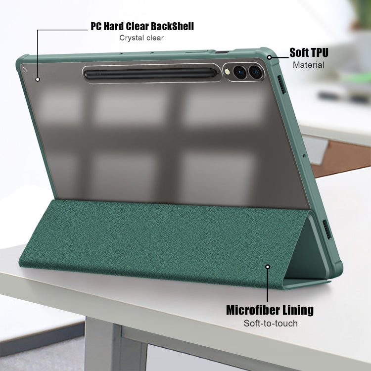 Acrylic 3-folding Smart Leather Tablet Case - For Samsung Galaxy Tab S9+ - mosaccessories