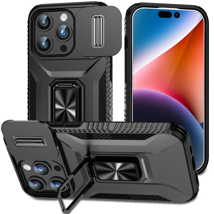 Sliding CamShield Holder Phone Case - For iPhone 15 / 14 / 13 / 12 / X / 7 / 8 Series (Black) - Mos Accessories