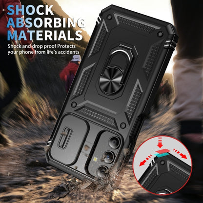 Sliding Camshield TPU + PC Black Phone Case with Holder - For Samsung Galaxy A15 - MosAccessories.co.uk