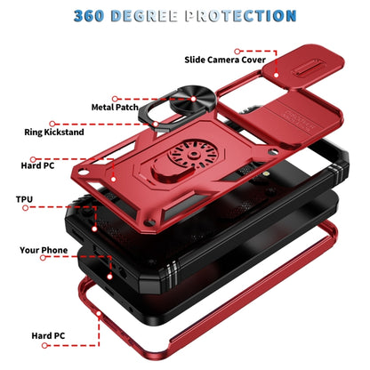 Sliding Camshield TPU + PC Red/Black Phone Case with Holder - For Samsung Galaxy A15 - MosAccessories.co.uk