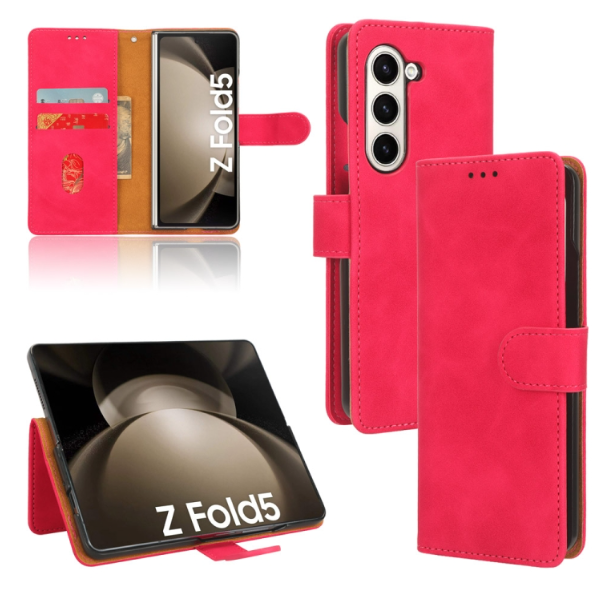 Skin Feel Magnetic Flip PU Leather Case - For Samsung Galaxy Z Fold5 - mosaccessories