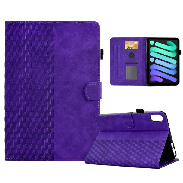 Rhombus Embossed PU Leather Smart Tablet Case - For iPad mini 6th Gen (2021) - mosaccessories