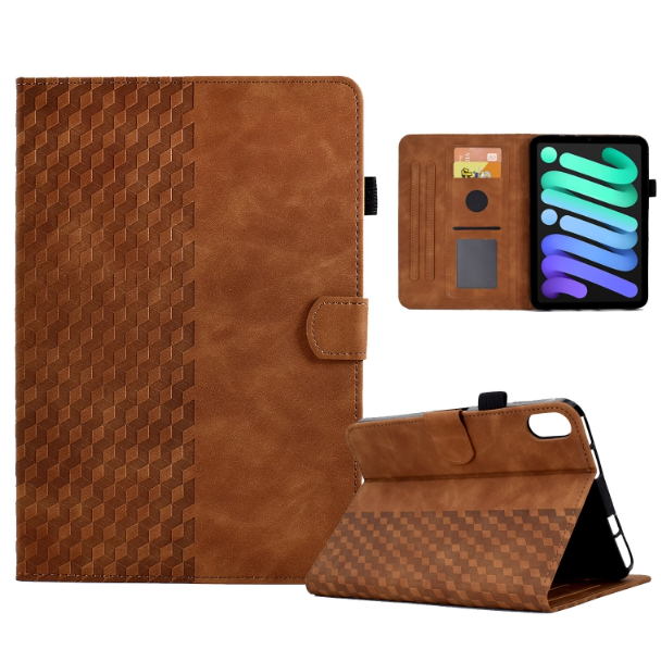 Rhombus Embossed PU Leather Smart Tablet Case - For iPad mini 6th Gen (2021) - mosaccessories