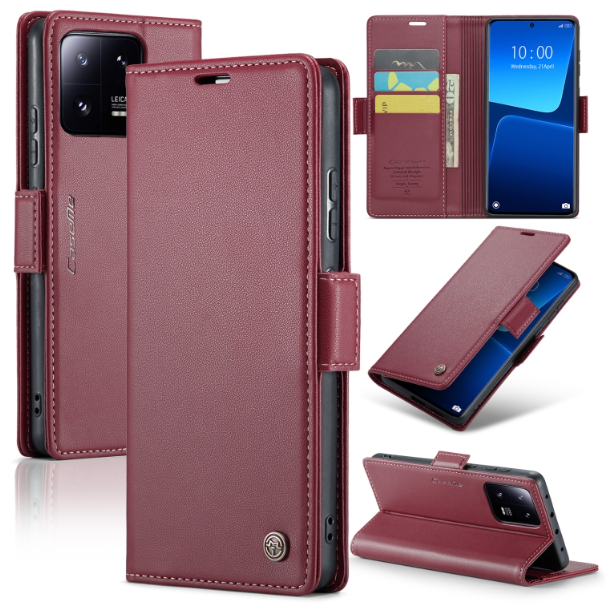 CaseMe Butterfly Buckle Litchi Texture RFID Anti-theft Wallet Case - For Xiaomi 13 Pro - mosaccessories