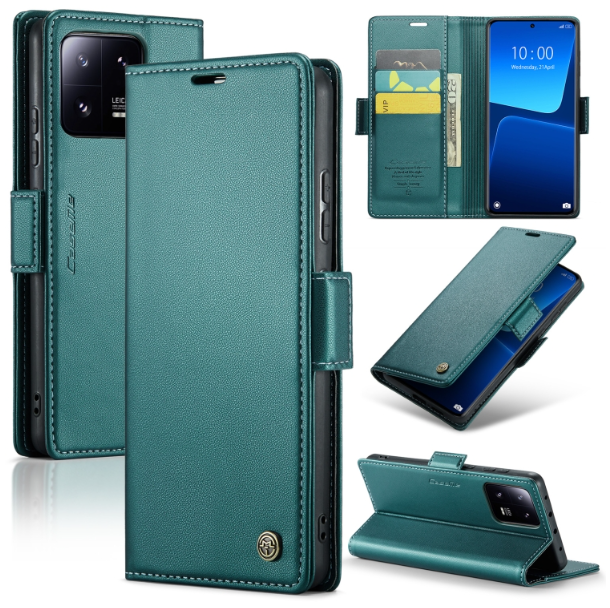 CaseMe Butterfly Buckle Litchi Texture RFID Anti-theft Wallet Case - For Xiaomi 13 Pro - mosaccessories