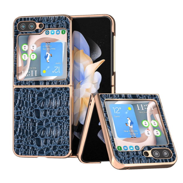 Sky Series Nano Electroplating Genuine Leather Phone Case - For Samsung Galaxy Z Flip5 - mosaccessories