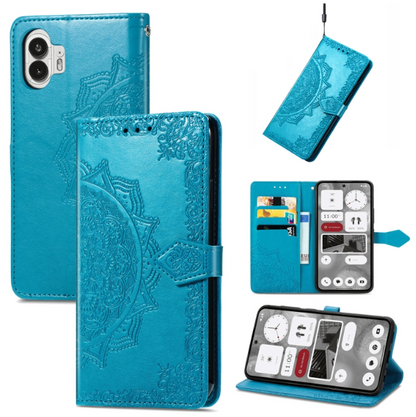 Mandala Flower Embossed PU Leather Phone Case - For Nothing Phone (2) - mosaccessories