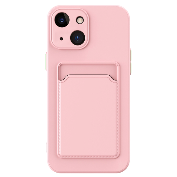 Skin Feel Card Slot Contrast Colour Button TPU Phone Case - For iPhone 15 - mosaccessories