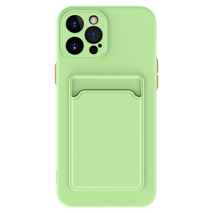 Skin Feel Card Slot Contrast Colour Button TPU Phone Case - For iPhone 15 Pro - mosaccessories