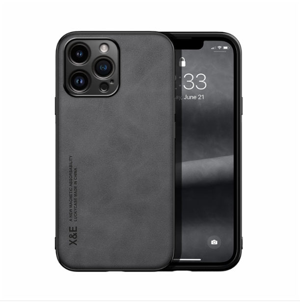 Skin Feel Magnetic Leather Back Phone Case - iPhone 15 Pro Max - mosaccessories