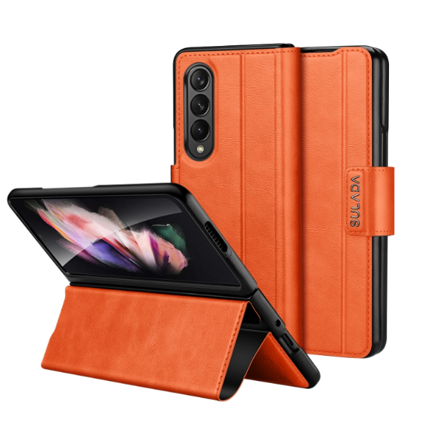 Sulada All-inclusive Magnetic Snap Flip Leather Phone Case - For Samsung Galaxy Z Fold4 - mosaccessories