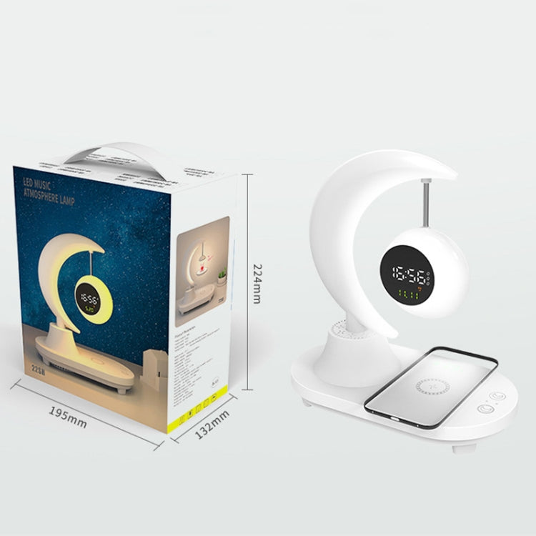 Wireless Charger Bluetooth Moon Audio Atmosphere Light Infinitely Dimmable With Clock Display - MosAccessories.co.uk