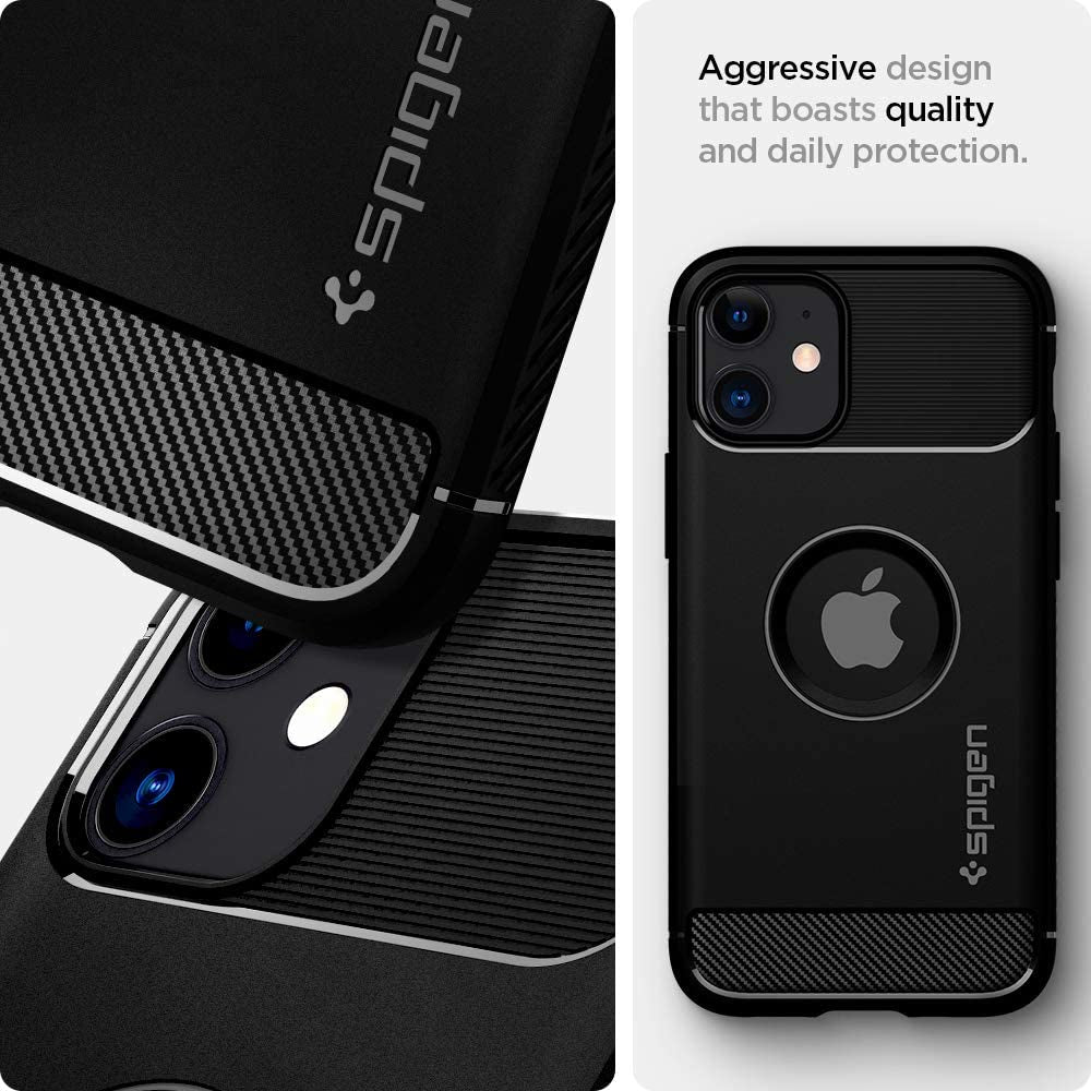 Spigen Rugged Armor Matte Black Case - For iPhone 12 Mini