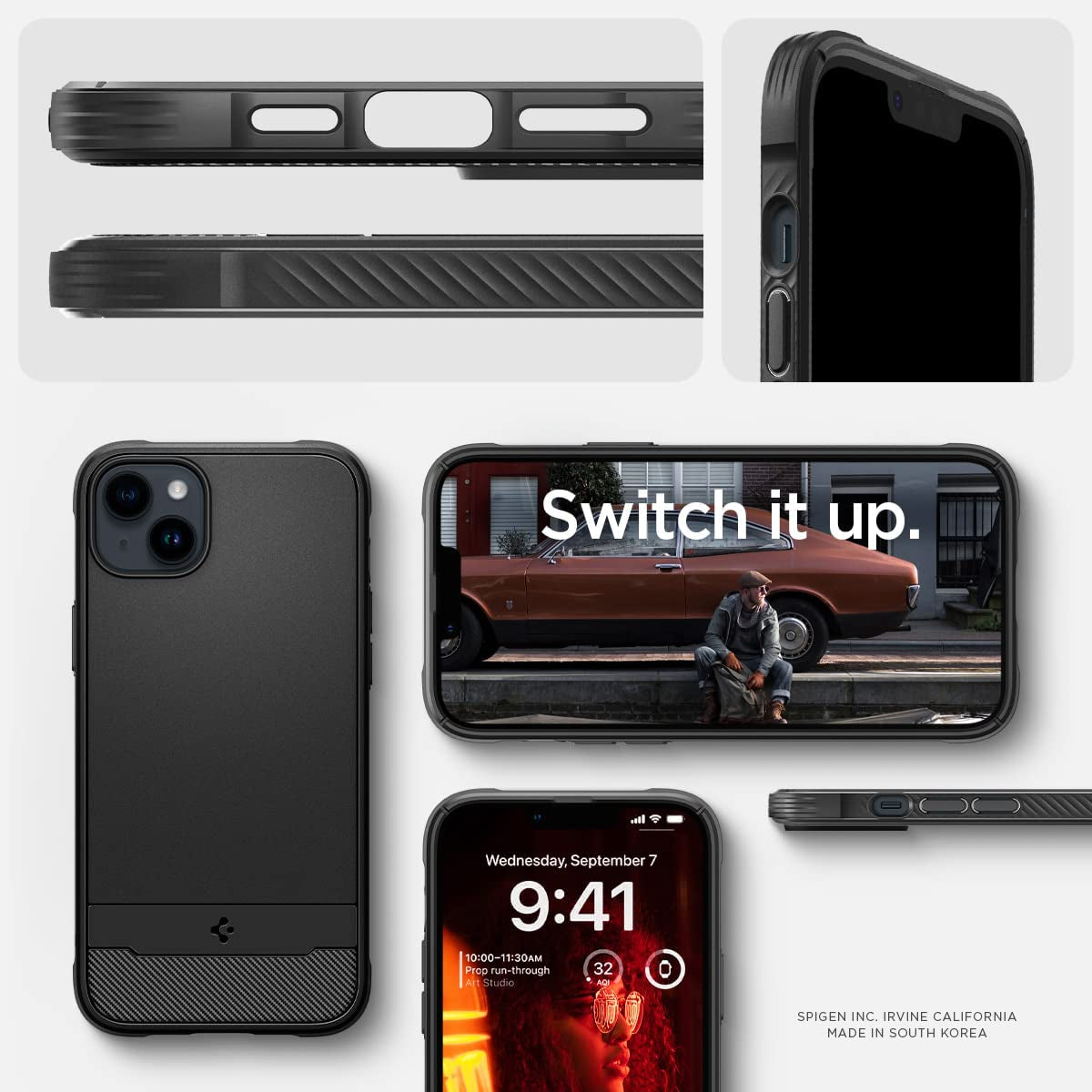 Spigen Rugged Armor Magfit Matte Black Case - For iPhone 14 - mosaccessories