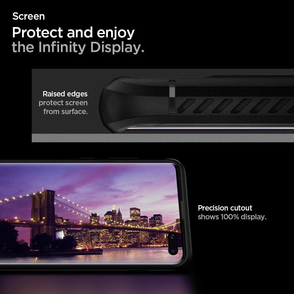Spigen Rugged Armor Matte Black Case - For Samsung Galaxy S10+ - mosaccessories
