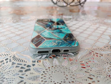 Marble Geometric TPU Blue Case - For iPhone 11 Pro - mosaccessories