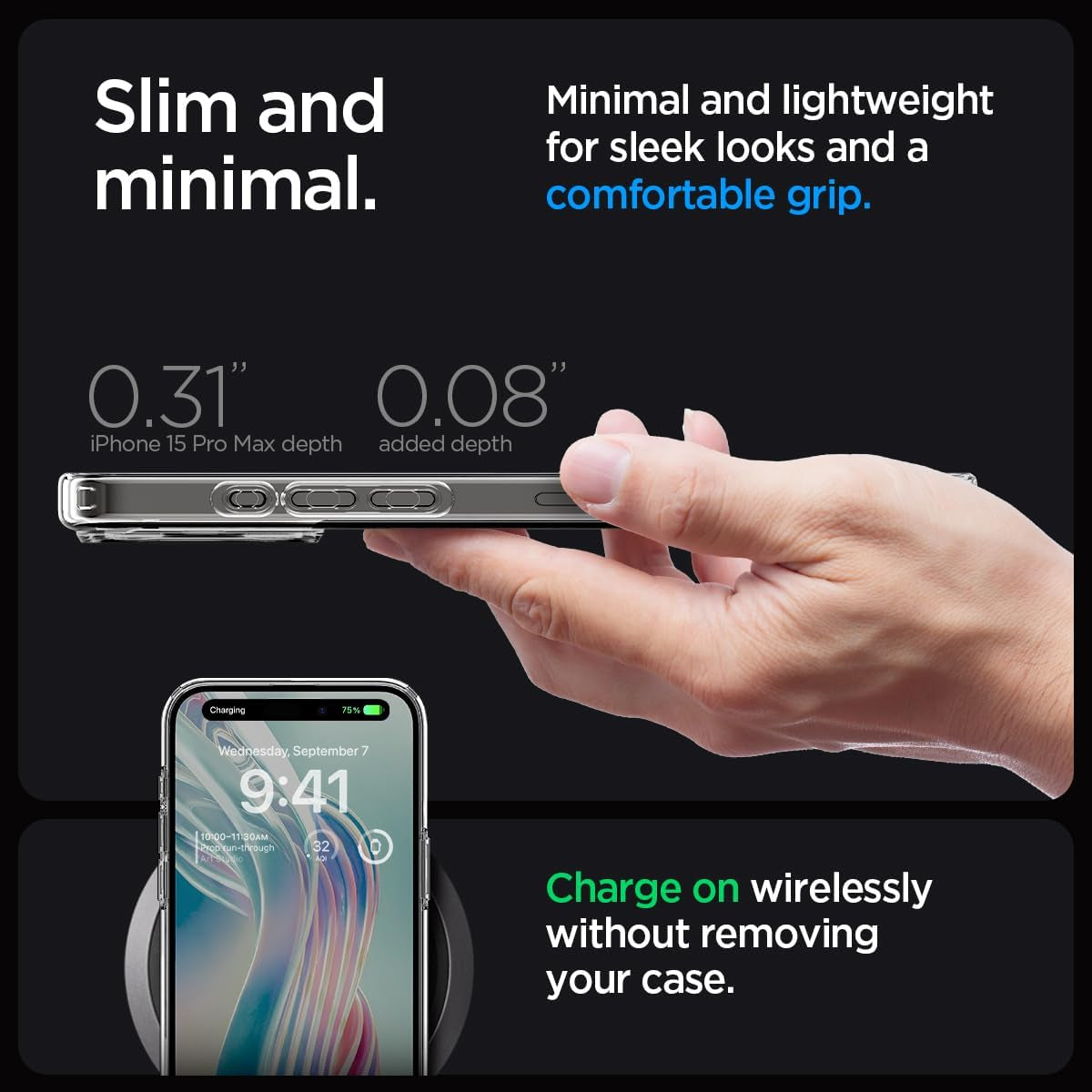 Spigen Ultra Hybrid Crystal Clear Military Grade Shockproof Case - For iPhone 15 Pro Max - mosaccessories
