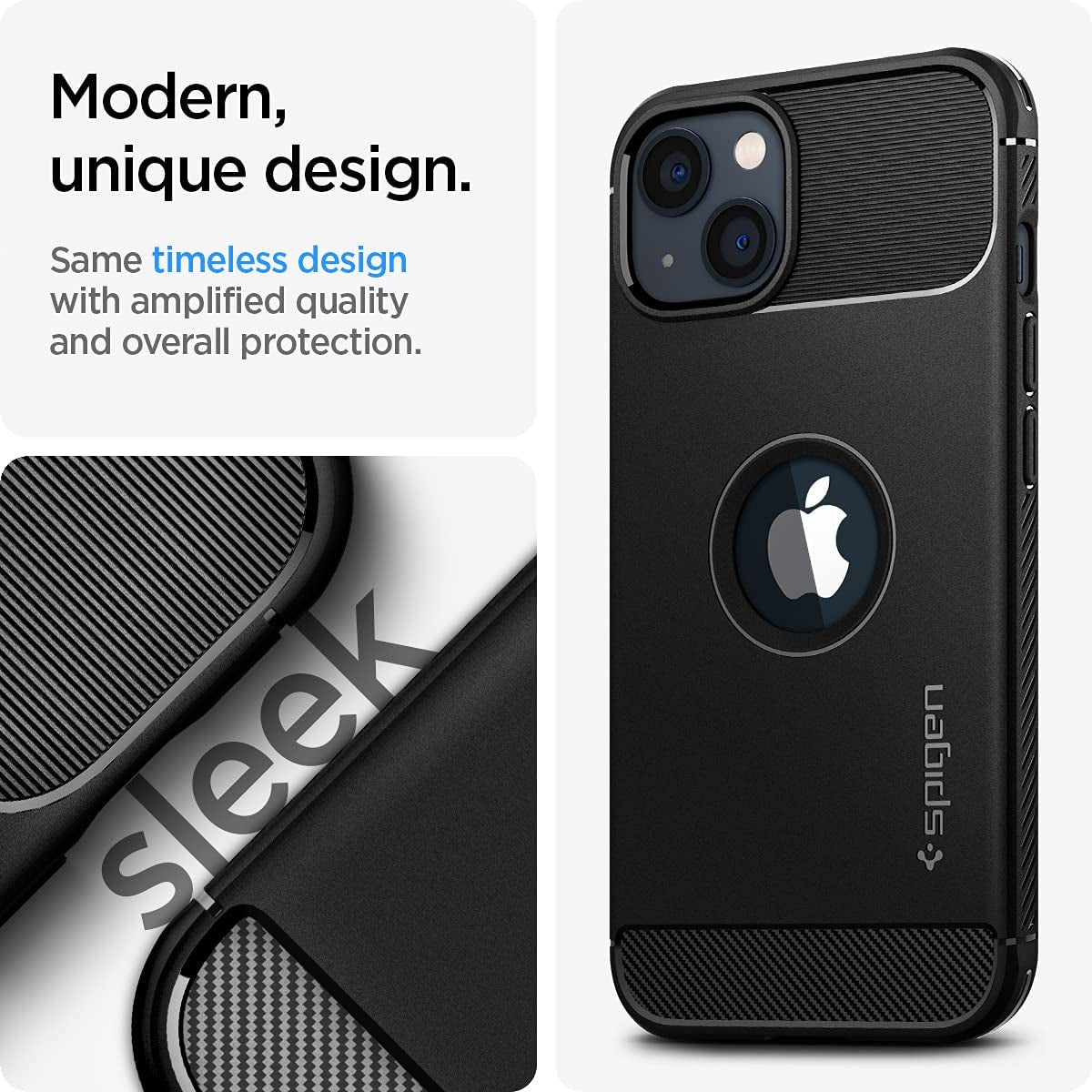 Spigen Rugged Armor Matte Black Case - For iPhone 13 - mosaccessories