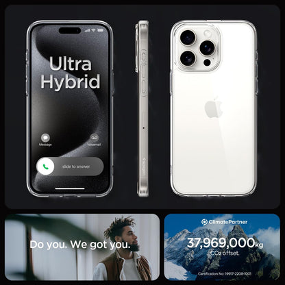 Spigen Ultra Hybrid Hard Clear Back Case - For iPhone 15 Pro - mosaccessories
