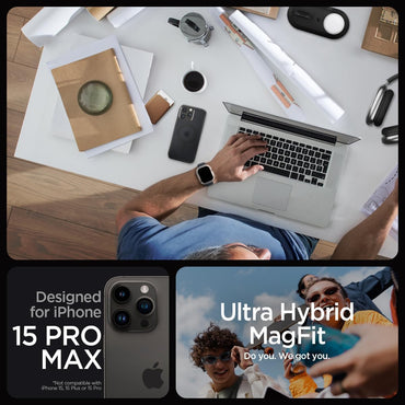 Spigen Ultra Hybrid Magfit Frost Black Case - For iPhone 15 Pro Max - mosaccessories