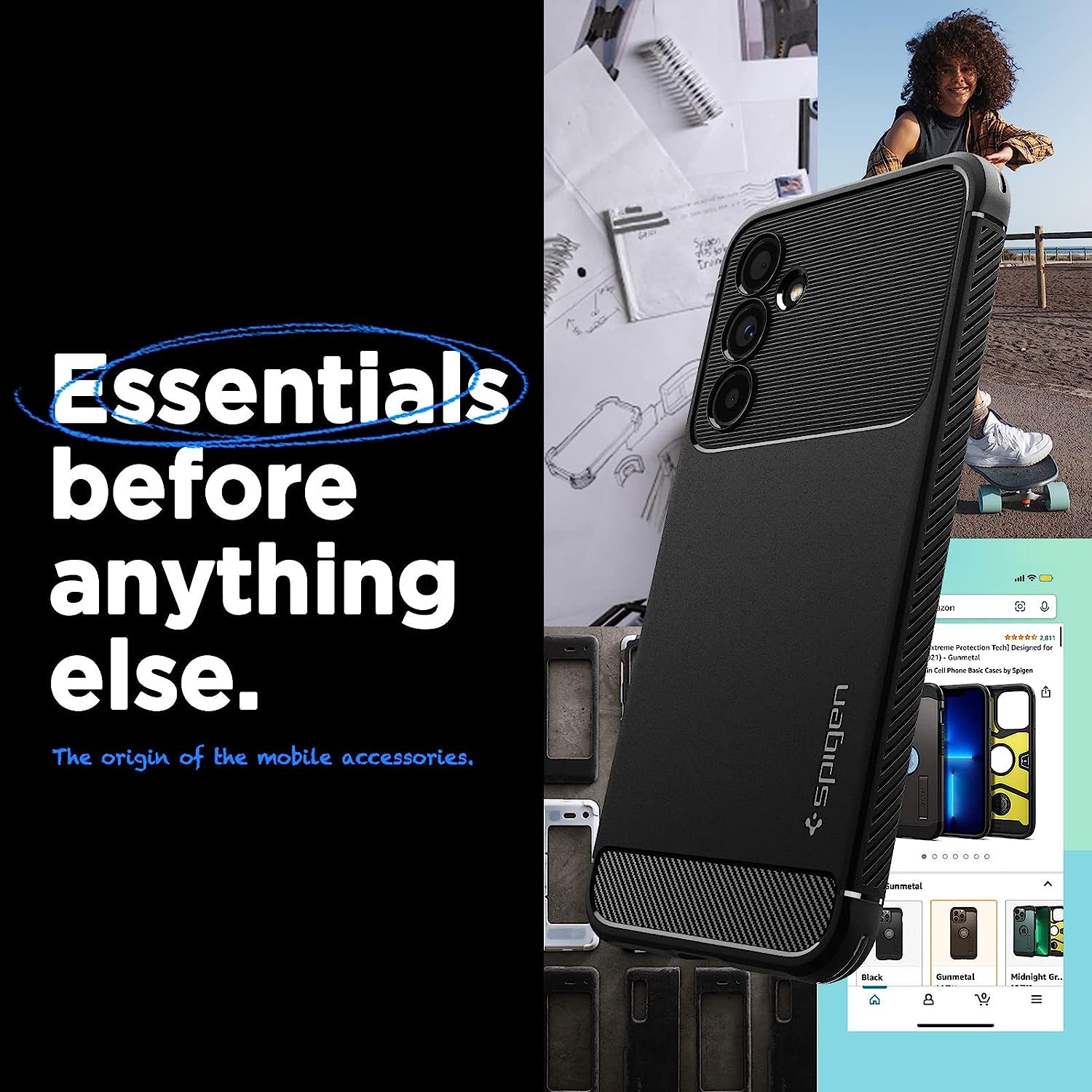 Spigen Rugged Armor Matte Black Case - For Samsung Galaxy A54