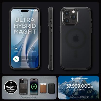 Spigen Ultra Hybrid Magfit Frost Black Case - For iPhone 15 Pro Max - mosaccessories