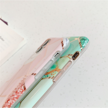 Marble Effect Soft TPU Green Case - For iPhone X / Xs - mosaccessories