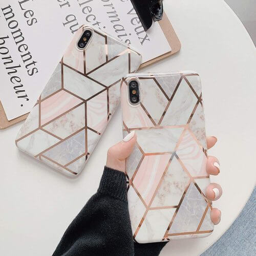 Marble Effect Soft TPU Coral Case - For iPhone X / Xs - mosaccessories