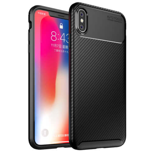 Carbon Fibre TPU Black Case - For iPhone Xs Max - mosaccessories