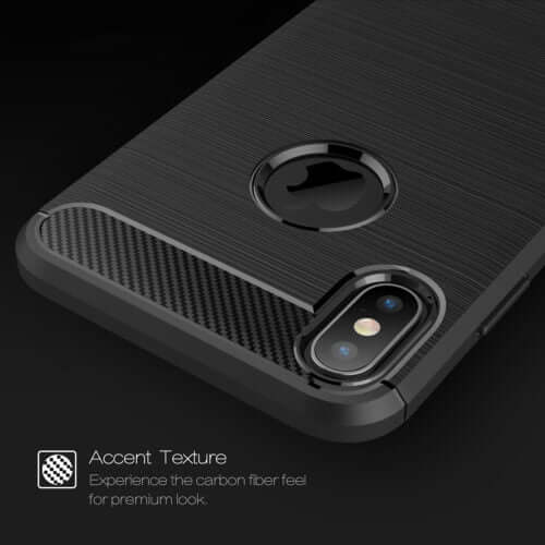 Carbon Fibre Brushed TPU Black Case - For iPhone Xs Max - mosaccessories