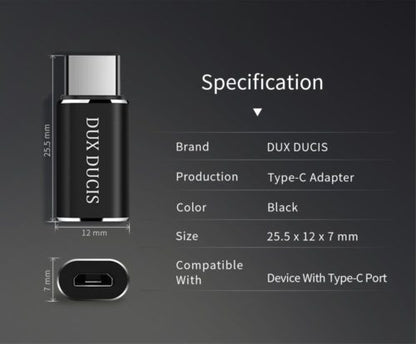 Dux Ducis Micro USB to USB-C Connector Adapter Black - mosaccessories