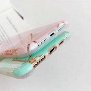 Marble Effect Soft TPU Pink Case - For iPhone X / Xs - mosaccessories