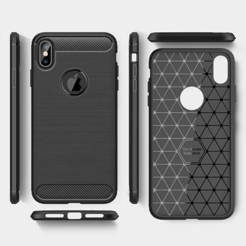 Carbon Fibre Brushed TPU Black Case - For iPhone Xs Max - mosaccessories