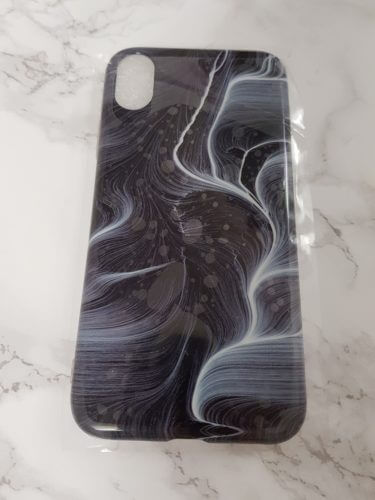 TPU Glossy Marble Black Case - For iPhone X / Xs - mosaccessories